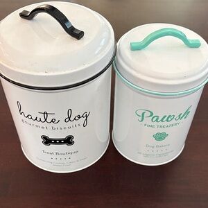 Haute Dog & Pawsh White Metal Treat Canisters